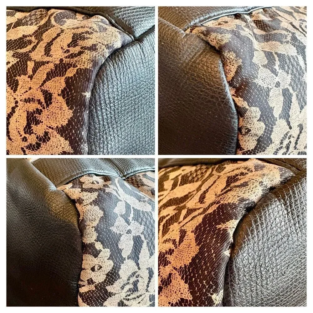 A.B.S./Allen Schwartz - Sweet Black & White Lace-Print Tote/Nylon. Large & Comfy